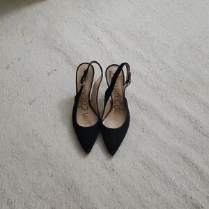 Sam Edelman Suede Black Pointed Slingback Heels, 8M